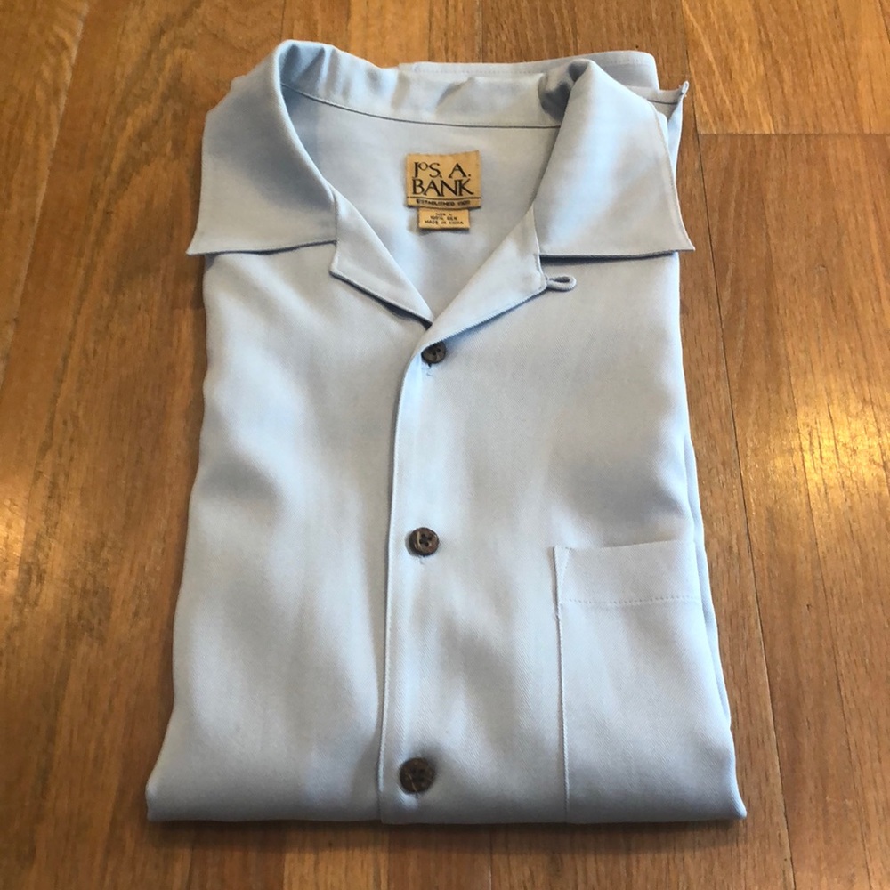JOS A BANK SS 💯 SILK BUTTON DOWN 👕LARGE🔹LT BLUE